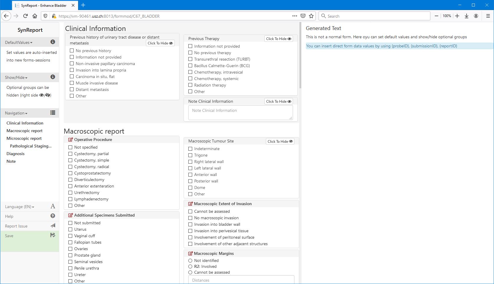 Synoptic Reporting Tool